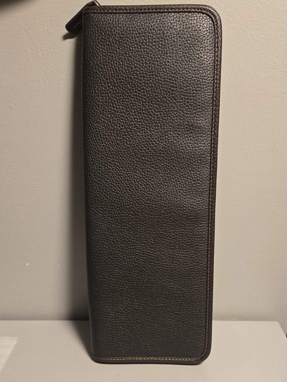 Brooks Brothers Dark Brown Pebbled Leather TieTravel Case